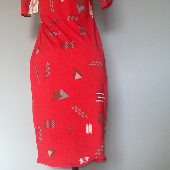 New LuLaRoe Julia T Shirt Sheath Dress XXS Stretch Scoop neck midi length red - Picture 9 of 11